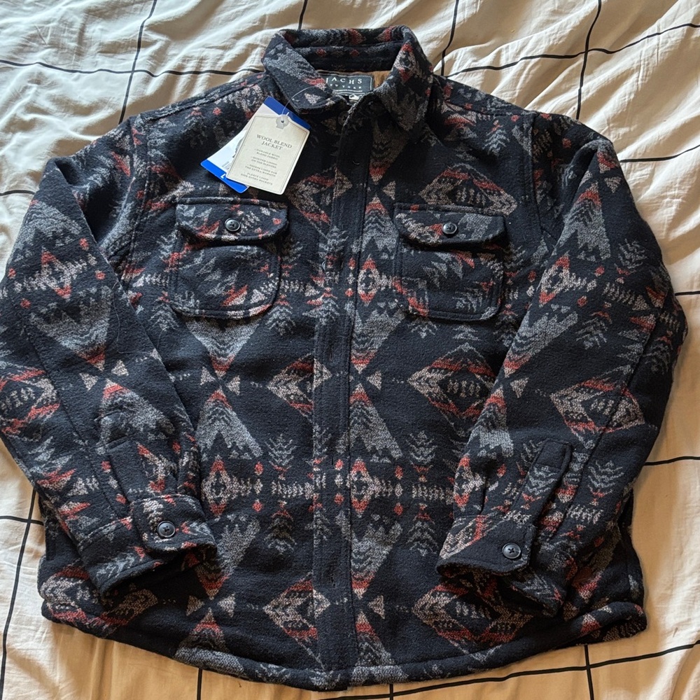 Men's Patterned Jacket - Black and Orange